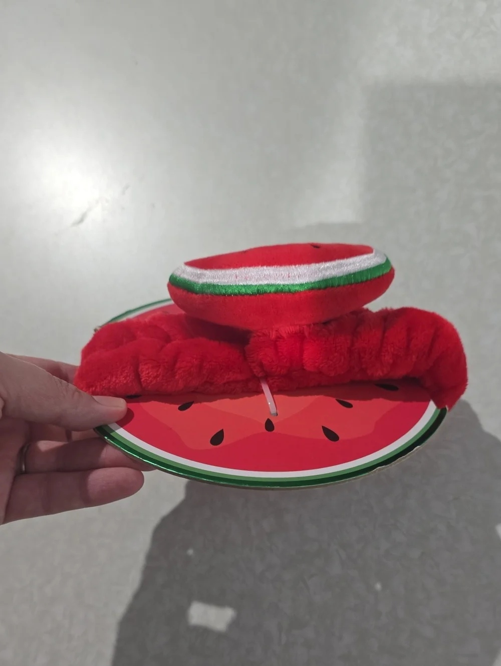 True Beauty Spa Headband - Red Watermelon Plush Womens Accessory New Never Used